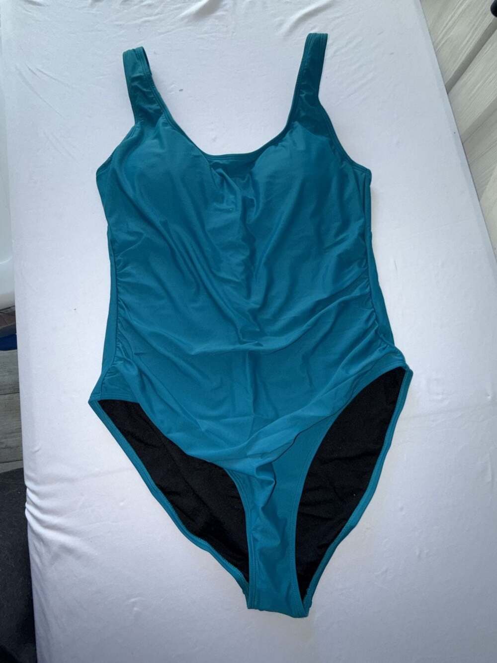 Firpearl Women's Teal Ruched One-Piece Swimsuit (b4-4)
